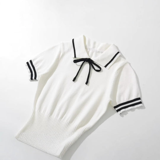 Damen Polo-Kleid mit Rüschensaum und dekorativem Bindeakzent R&B