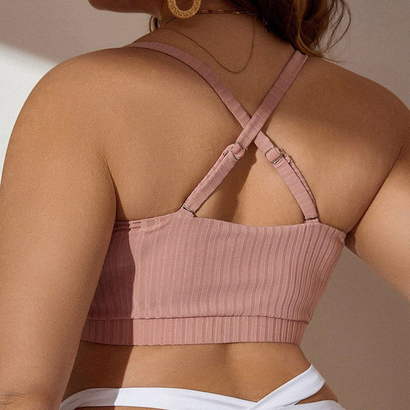 Damen Bequemes Bikinioberteil mit gerafftem Design
