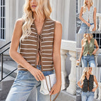 Damen Stricktop mit feinen Streifen und dekorativem Knotendetail R&B