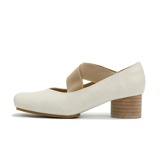 Damen elegante Ballerinas mit elastischen Riemen und glänzender Leder-Oberfläche R&B