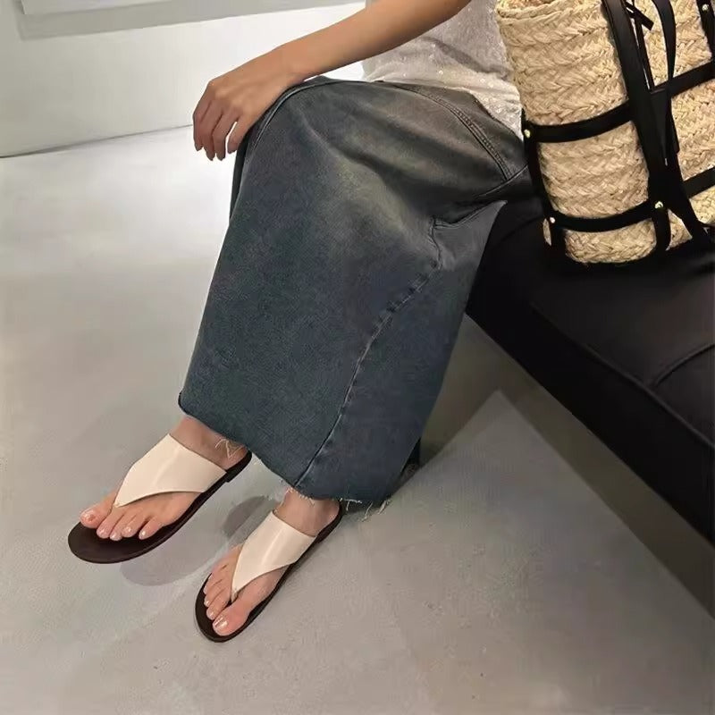 Damen zeitgemäße Zehentrenner-Sandalen mit bequemem Fußbett R&B