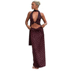 Damen Hochwertiges Maxi-Kleid mit elegantem Neckholder und Kreuzdetails R&B