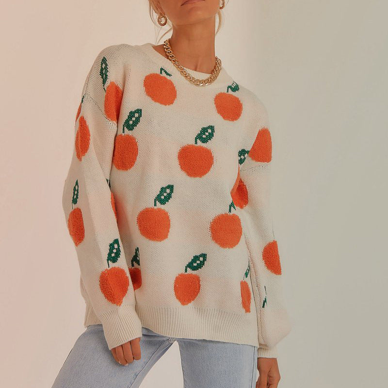 Damen Strickpullover mit verspieltem Obstdesign R&B