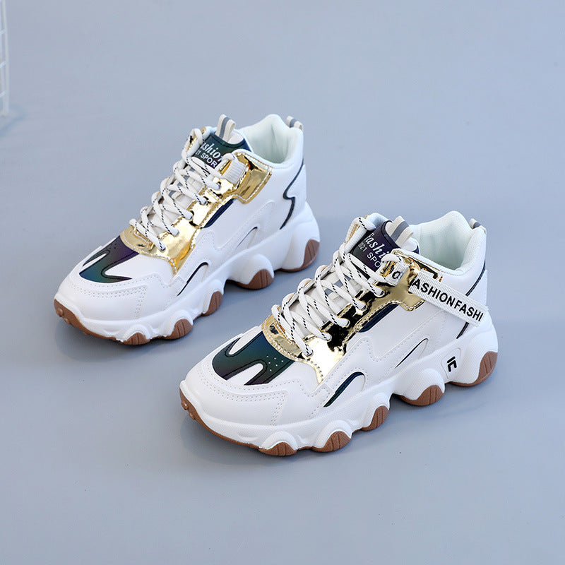 Damen sportliche Sneakers mit modischem Metallic-Design und dämpfender Sohle R&B
