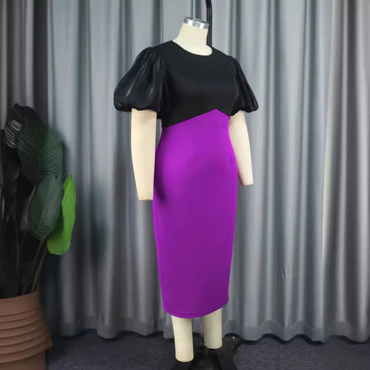 Damen Figurbetontes Kleid mit voluminösen Puffärmeln R&B
