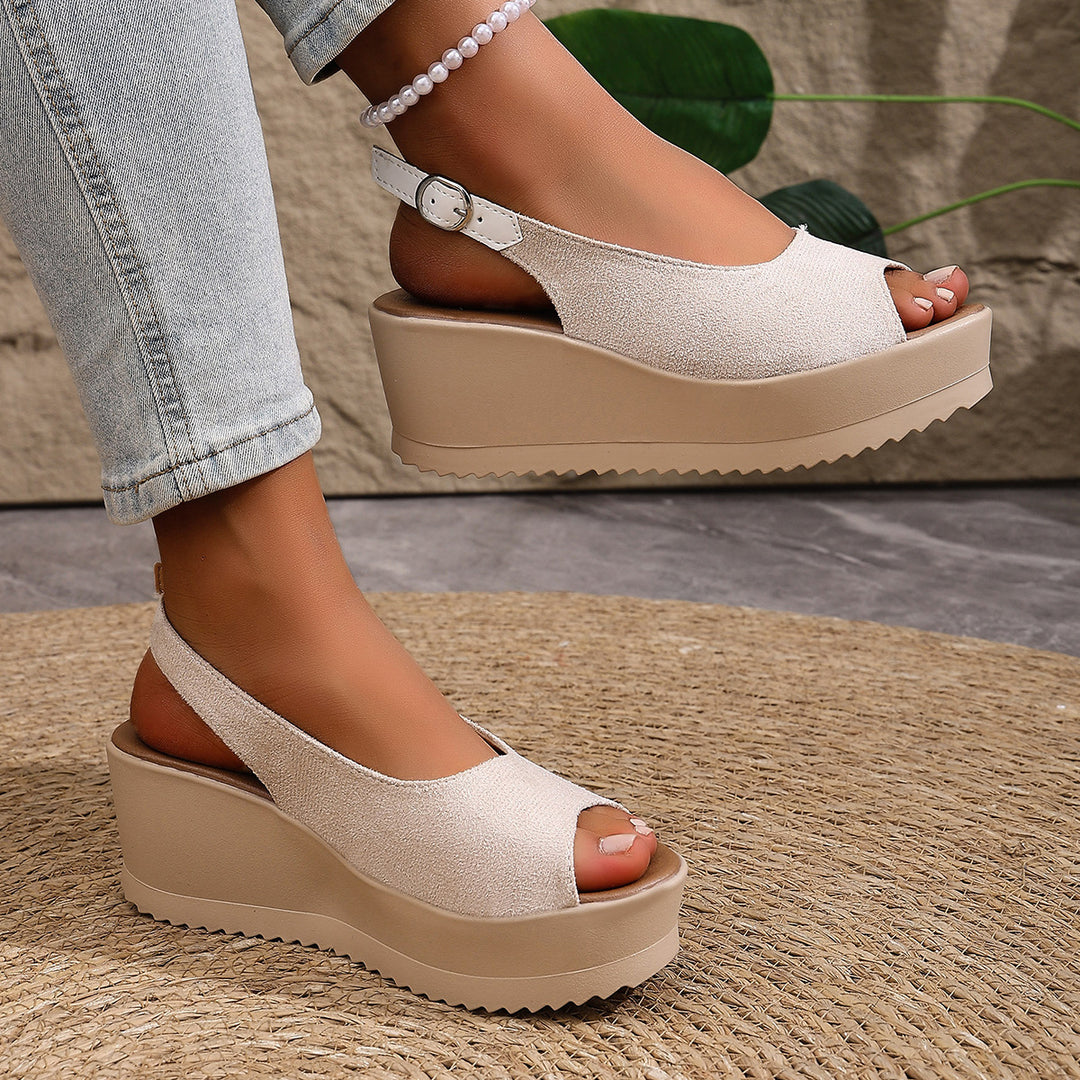 Damen Plateau-Sandalen mit offenem Zehenbereich und praktischem Klettverschluss R&B