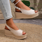 Damen Plateau-Sandalen mit offenem Zehenbereich und praktischem Klettverschluss R&B