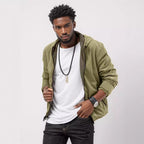 Herren sportliche Übergangsjacke mit funktionalem Kapuzenkragen und elastischen Bündchen R&B