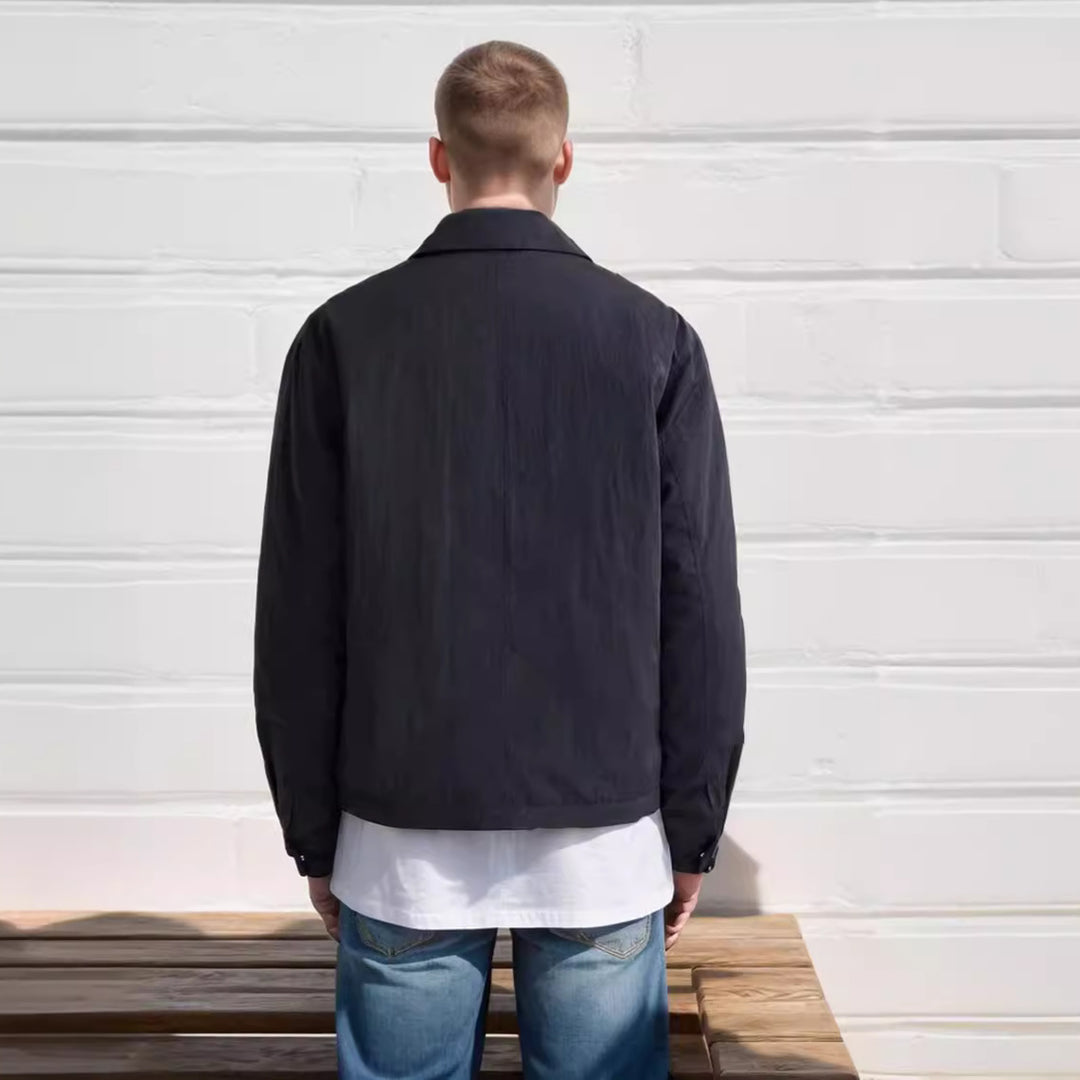Herren urbane Utility-Jacke mit praktischen Taschen und hohem Kragen R&B