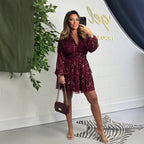 Damen festliches Kleid mit plissiertem Design und funkelnden Applikationen R&B