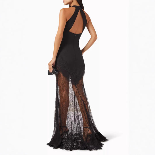 Damen Bodenlanges Spitzenkleid im eleganten Schnitt R&B