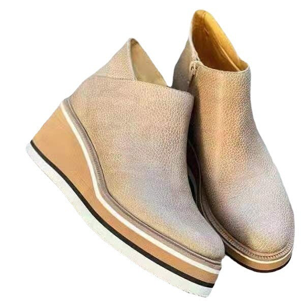 Damen Bequeme Plateau-Stiefeletten aus hochwertigem Leder mit seitlichem Reißverschluss R&B