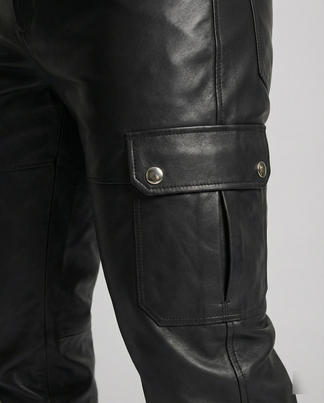 Herren Kunstleder Cargo-Hose mit Seitentaschen
