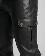 Herren Kunstleder Cargo-Hose mit Seitentaschen