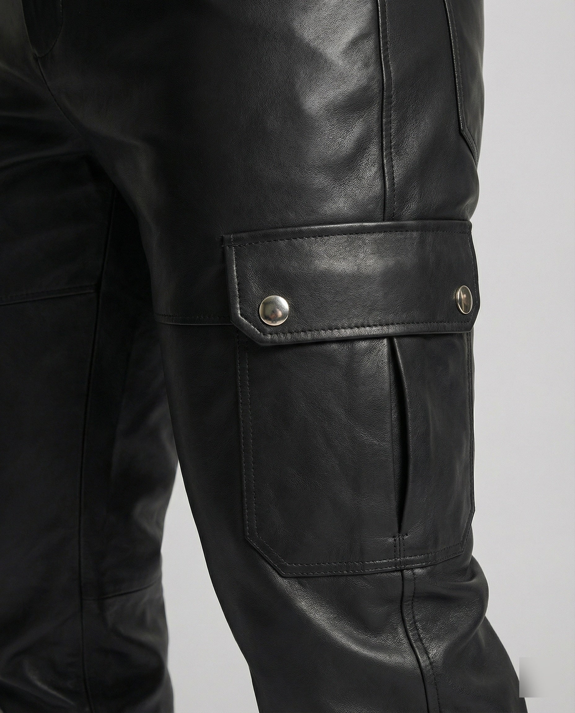 Herren Kunstleder Cargo-Hose mit Seitentaschen