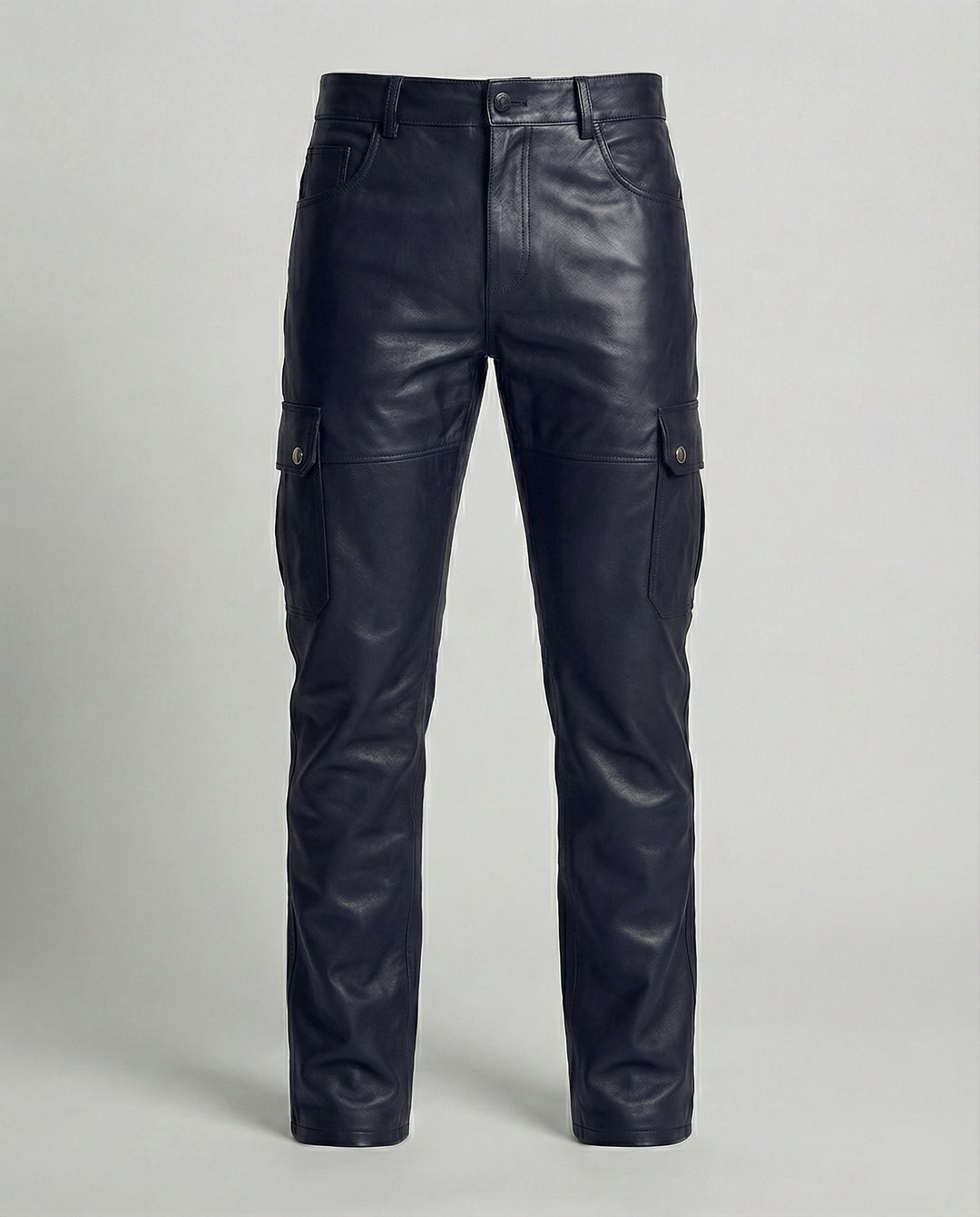 Herren Kunstleder Cargo-Hose mit Seitentaschen