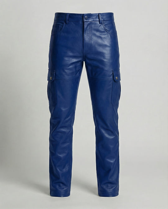Herren Kunstleder Cargo-Hose mit Seitentaschen