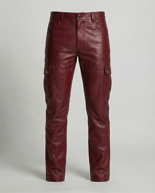 Herren Kunstleder Cargo-Hose mit Seitentaschen