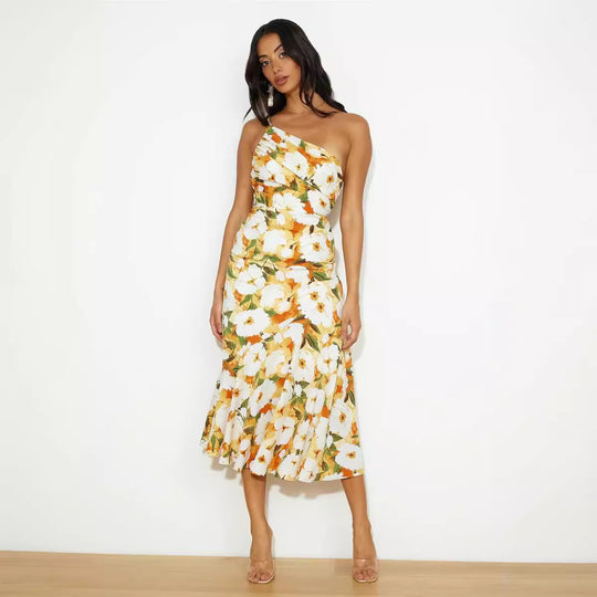 Damen Elegantes Maxikleid mit floralem Design und Spaghettiträgern R&B