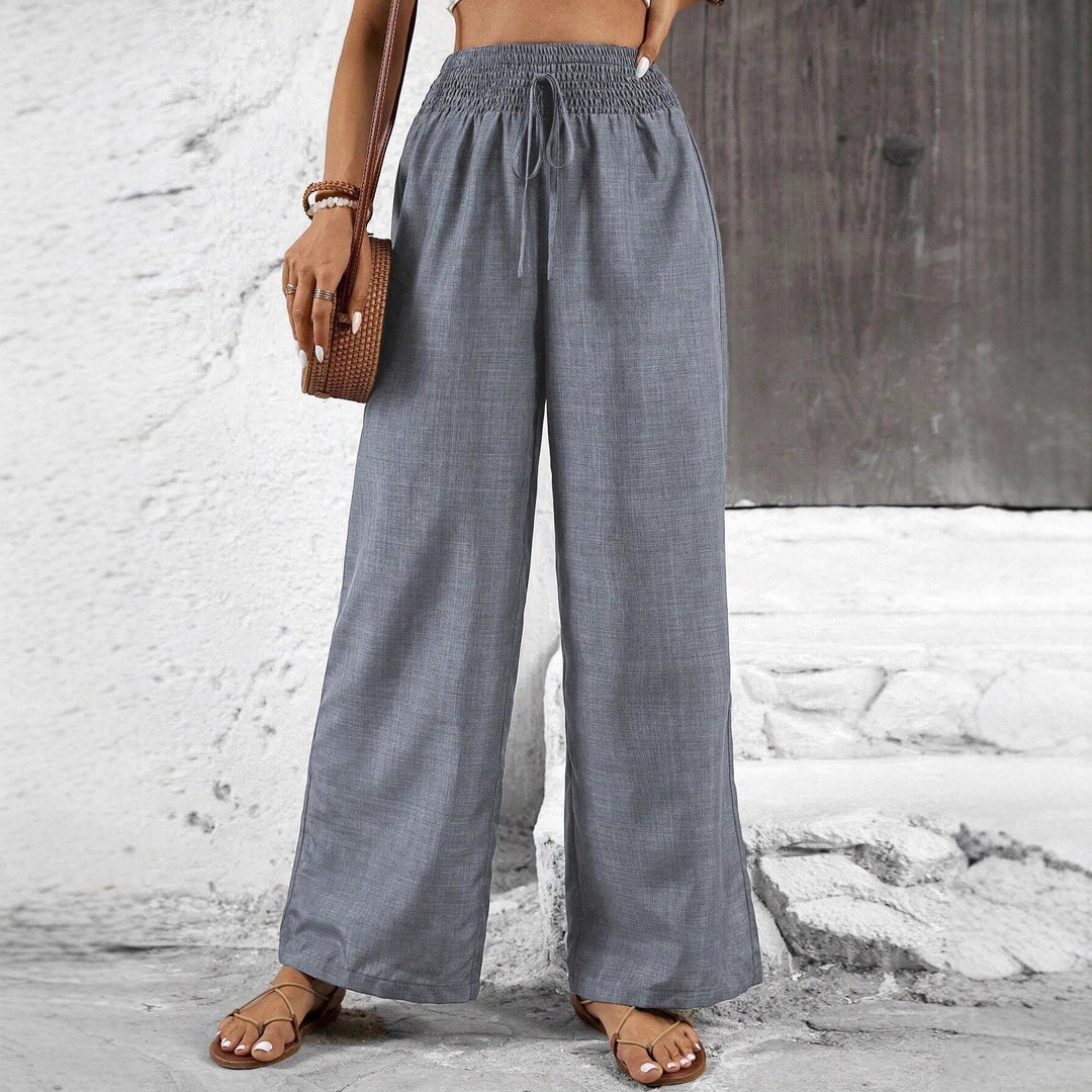 Damen weit geschnittene Sommerhose mit elastischem Bund und Kordelzug R&B