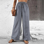Damen weit geschnittene Sommerhose mit elastischem Bund und Kordelzug R&B
