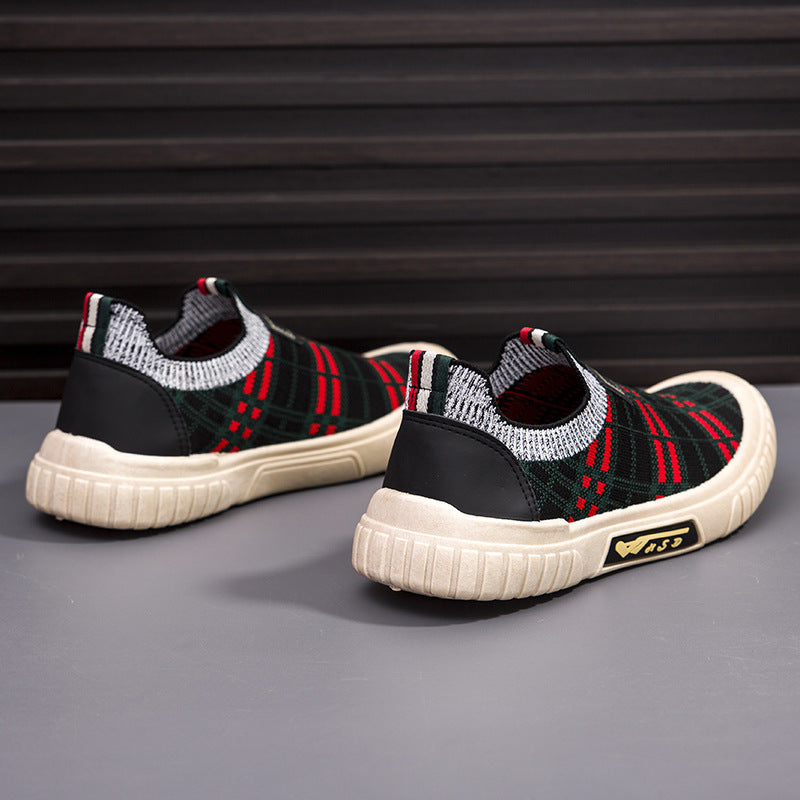 Damen Slip-On Freizeitschuhe mit elastischem Obermaterial und modischem Karomuster R&B