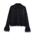 Damen Grobstrickjacke mit Fransen R&B