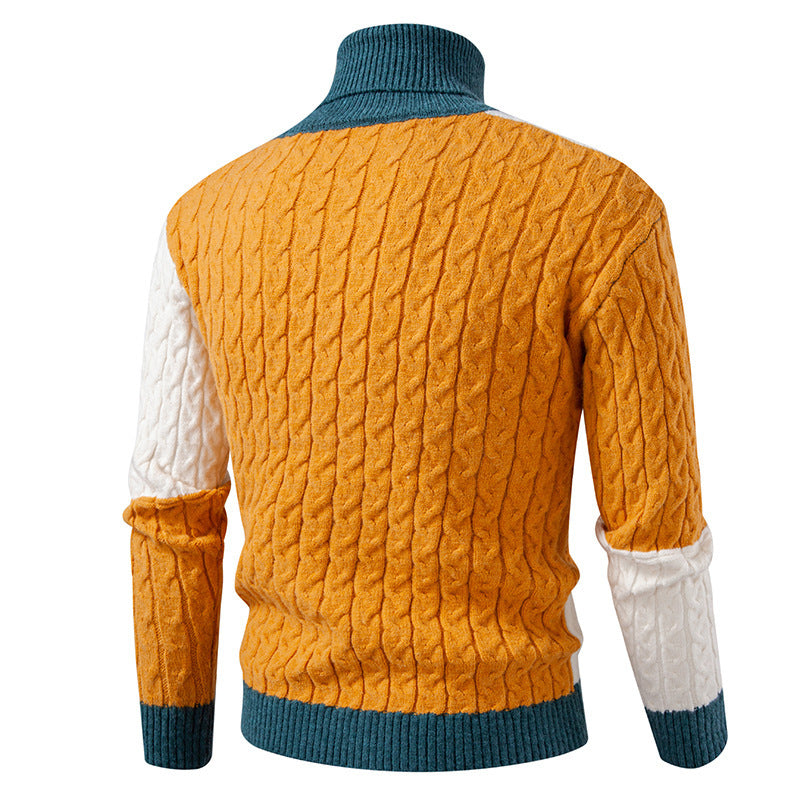 Herren hochwertiger Strickpullover mit modernem Farbblockdesign R&B