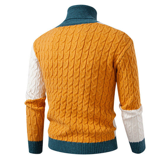 Herren hochwertiger Strickpullover mit modernem Farbblockdesign R&B