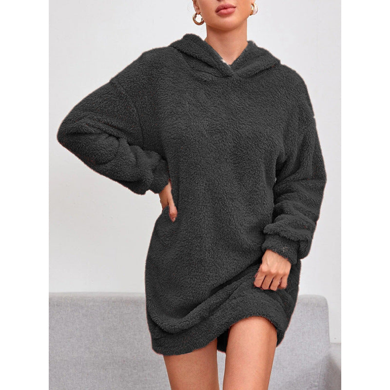 Damen Kuscheliger Oversize-Hoodiekleid aus weichem Fleece R&B