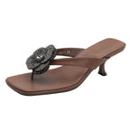 Damen Sling-Sandaletten mit funkelnder Blumenapplikation
