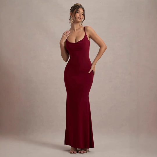 Damen Elegantes Maxikleid mit tiefem Rückenausschnitt und Spitzenakzenten R&B