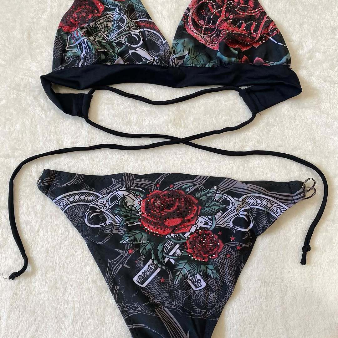 Damen Bikini-Set mit einzigartigem grafischem Design R&B