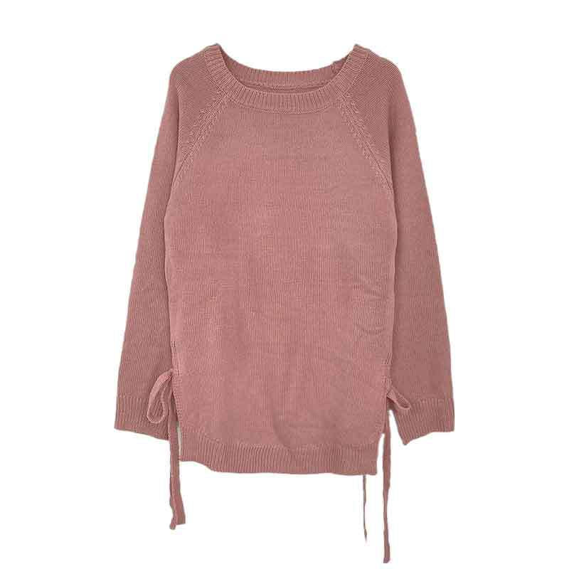 Damen lässiger Pullover mit seitlichen BindR&Bändern R&B