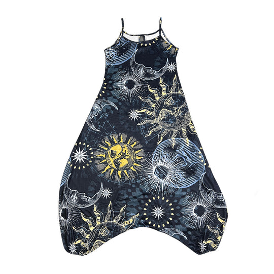 Damen entspanntes Jumpsuit mit grafischem Print und verstellbaren Trägern R&B