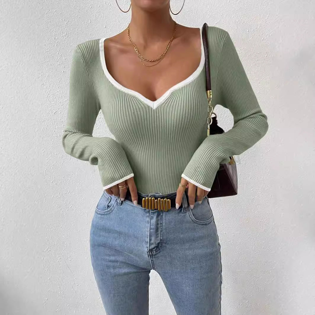Damen Langarmshirt mit herzförmigem Ausschnitt R&B