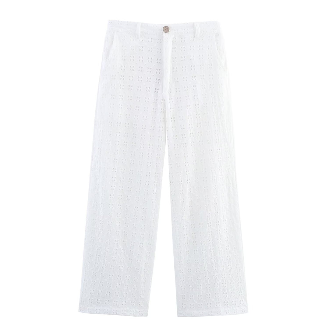 Damen luftige Culotte-Hose aus hochwertigem Lochstrick R&B