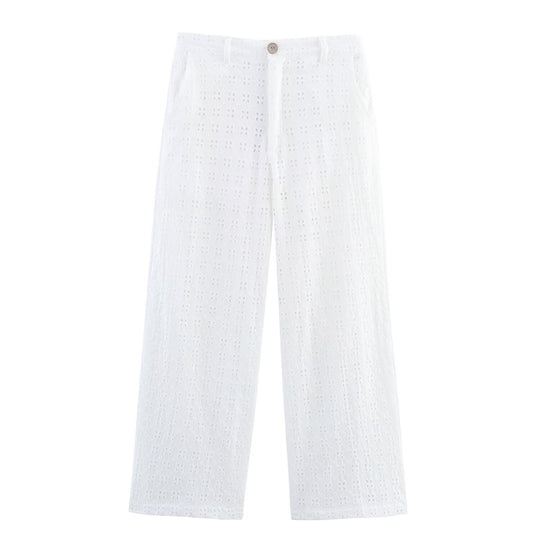 Damen luftige Culotte-Hose aus hochwertigem Lochstrick R&B