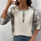 Damen Langarmshirt mit strukturiertem Design und Karomuster R&B