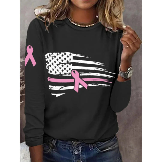 Damen lässiges T-Shirt mit kreativem Flaggen- und Schleifen-Design R&B