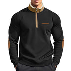 Herren nan Halbzip-Troyer mit Teddyfleece-Kragen und Leder-Ellbogenpatches R&B