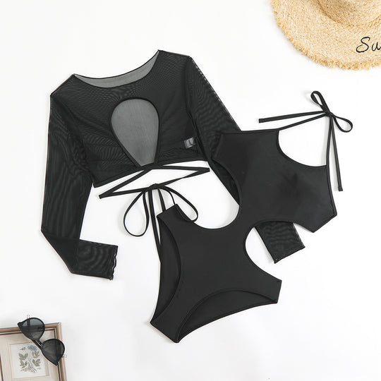 Damen Sportliches Tankini-Set mit transparentem Oberteil und modischem Schnitt R&B