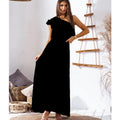 Damen Maxikleid mit asymmetrischem Träger und raffinierter Rüsche R&B