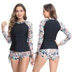 Damen Surfanzug-Set mit langärmligem Oberteil und modischem Blumenmuster R&B