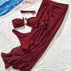 Damen Bandeau-Bikini mit Rüschenrock und elegantem Verschluss R&B