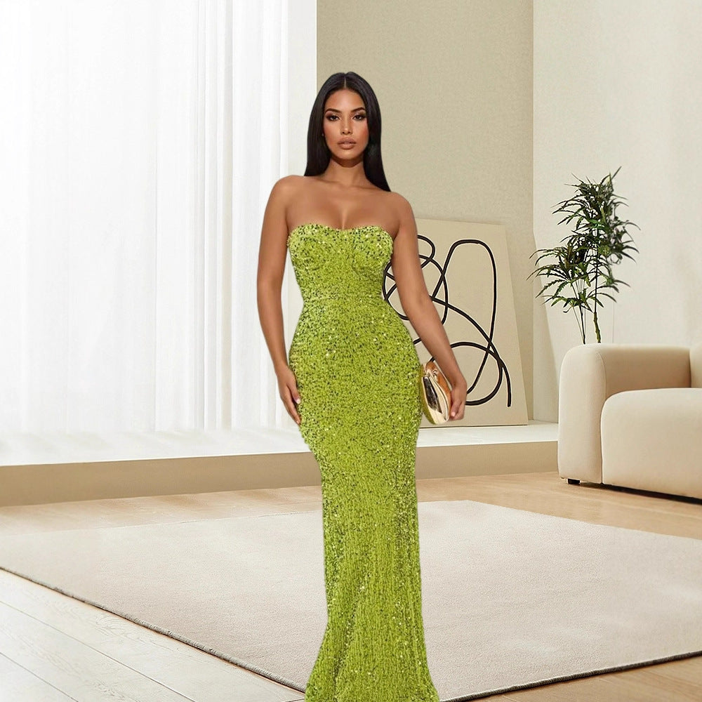 Damen Glamouröses Abendkleid mit schimmernden Pailletten im figurbetonten Design R&B
