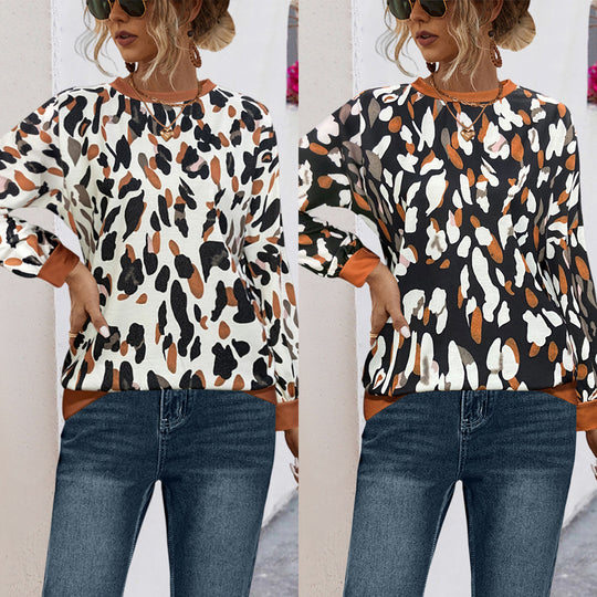 Damen Freizeitpullover mit modernem Leopardenmuster R&B