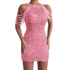 Damen Glitzerndes Partykleid mit eleganten Spaghettiträgern und dezentem Detail R&B