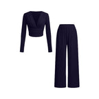 Damen lässiges und figurnahes Oberteil mit hochtaillierter Hose R&B