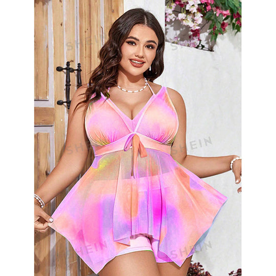 Damen Bikiniset mit fließendem Überwurf und verstellbaren Trägern R&B